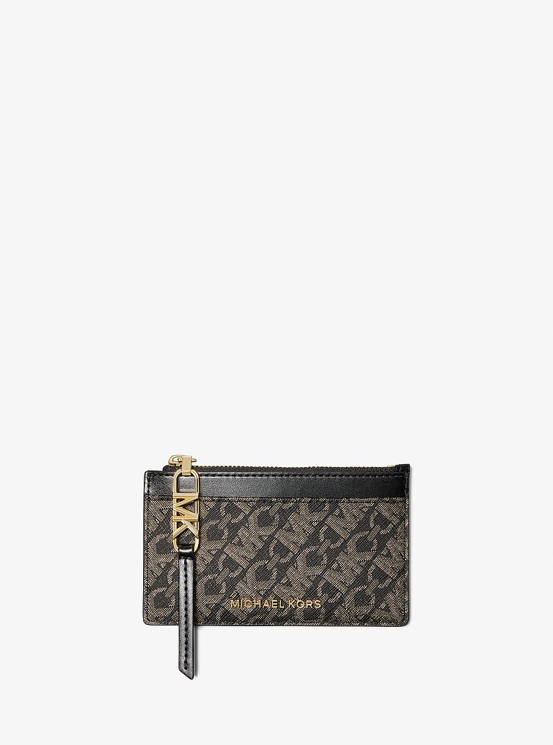 Petit &eacute;tui pour cartes Empire m&eacute;tallis&eacute; in NOIR/OR P&Acirc;LE | Michael Kors