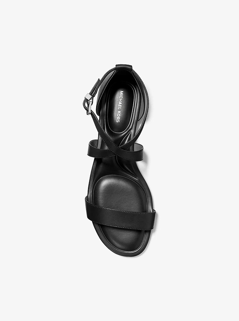 Alexa Flex Leather Sandal in BLACK | Michael Kors