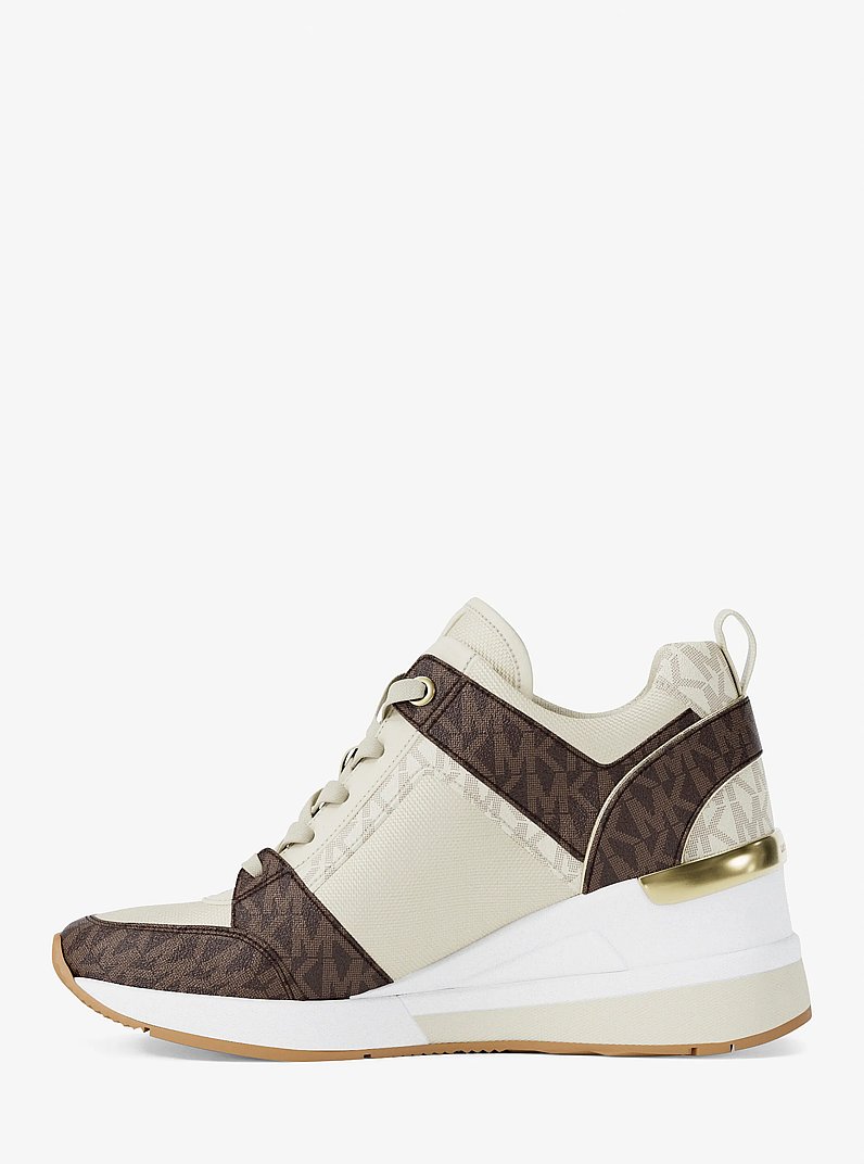 Georgie Signature Logo Wedge Trainer in BROWN MULTI | Michael Kors