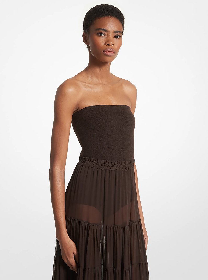 Stretch Cashmere Strapless Bodysuit in CHOCOLATE | Michael Kors