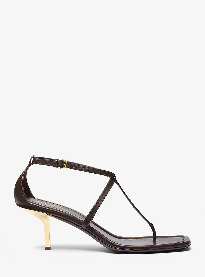 Anna Leather Sandal in CHOCOLATE | Michael Kors