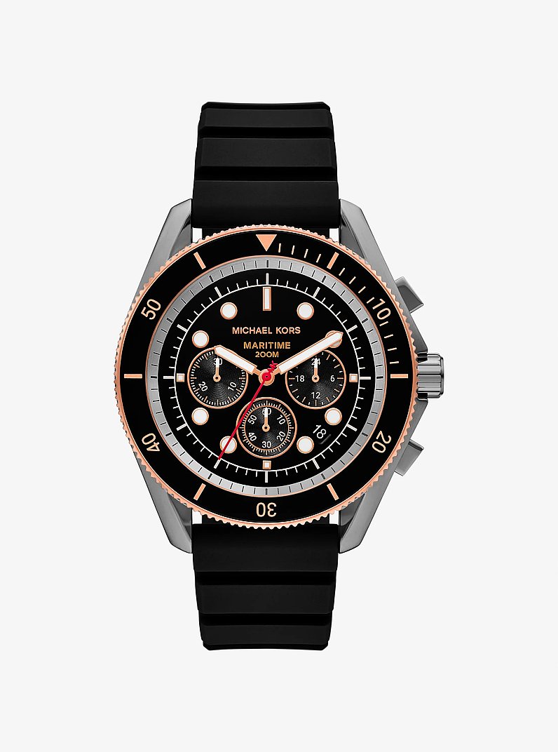 Oversized Maritime Gunmetal and Silicone Watch in GUNMETAL | Michael Kors