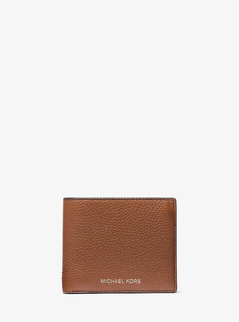 Cooper Pebbled Leather Billfold Wallet With Coin Pouch in LUGGAGE | Michael Kors