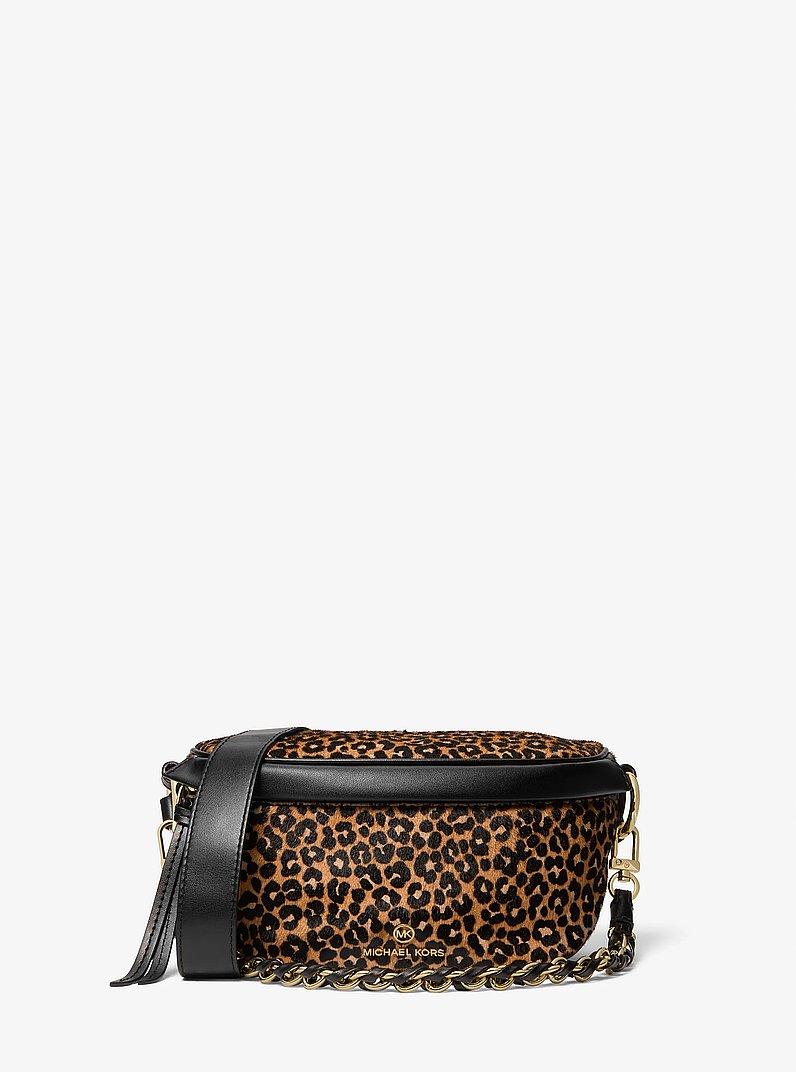 Slater Extra-Small Leopard Print Calf Hair Sling Pack  display picture 3