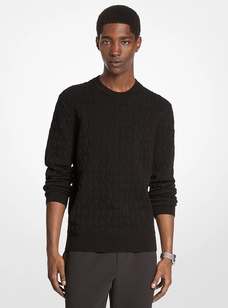 Chandail en jacquard de coton &agrave; logo in NOIR | Michael Kors
