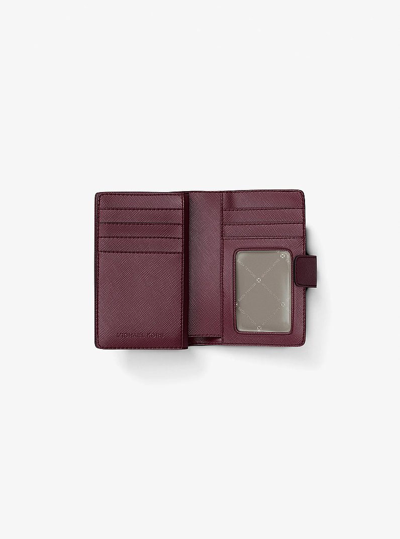 Medium Saffiano Leather Wallet in MAROON | Michael Kors