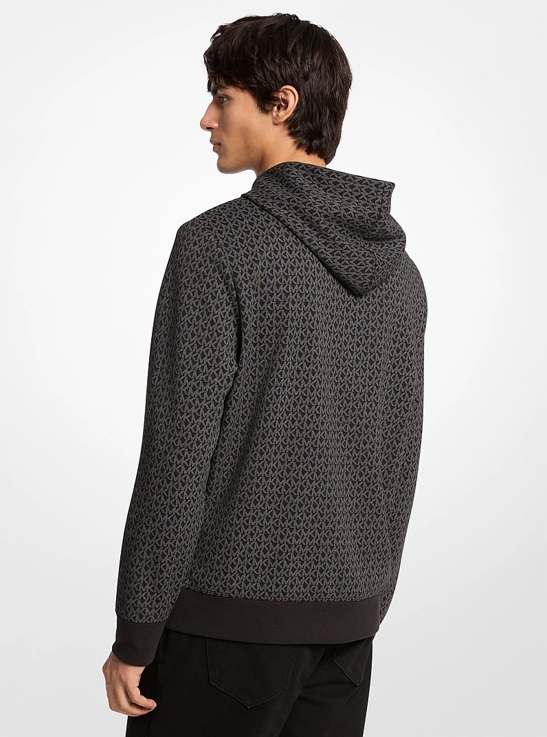 Embellished Signature Logo Cotton Blend Hoodie in BLACK - Sale