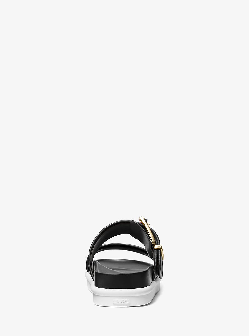 Colby Leather Slide Sandal in BLACK | Michael Kors
