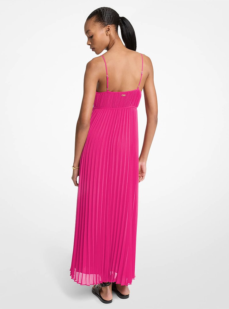 Pleated Georgette Maxi Dress in WILDBERRY | Michael Kors
