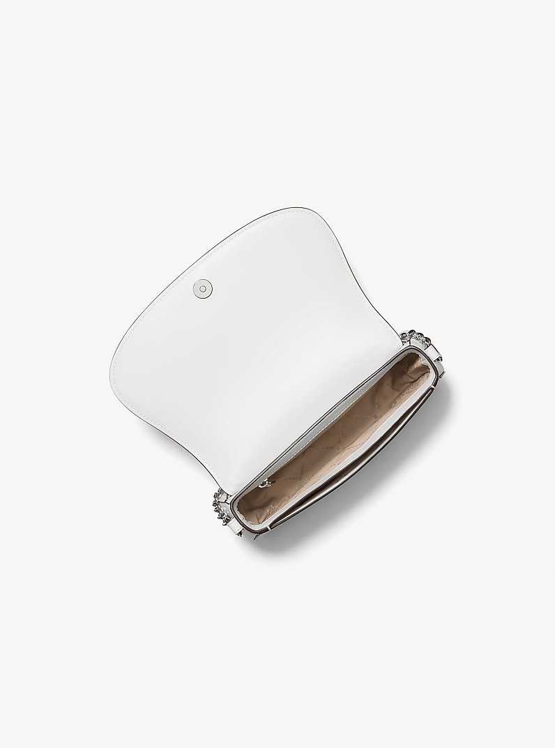 Mila Medium Leather Messenger Bag in OPTIC WHITE | Michael Kors