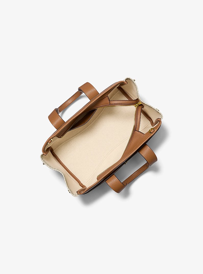 Romee Small Signature Logo Satchel in VANILLA/ACORN | Michael Kors