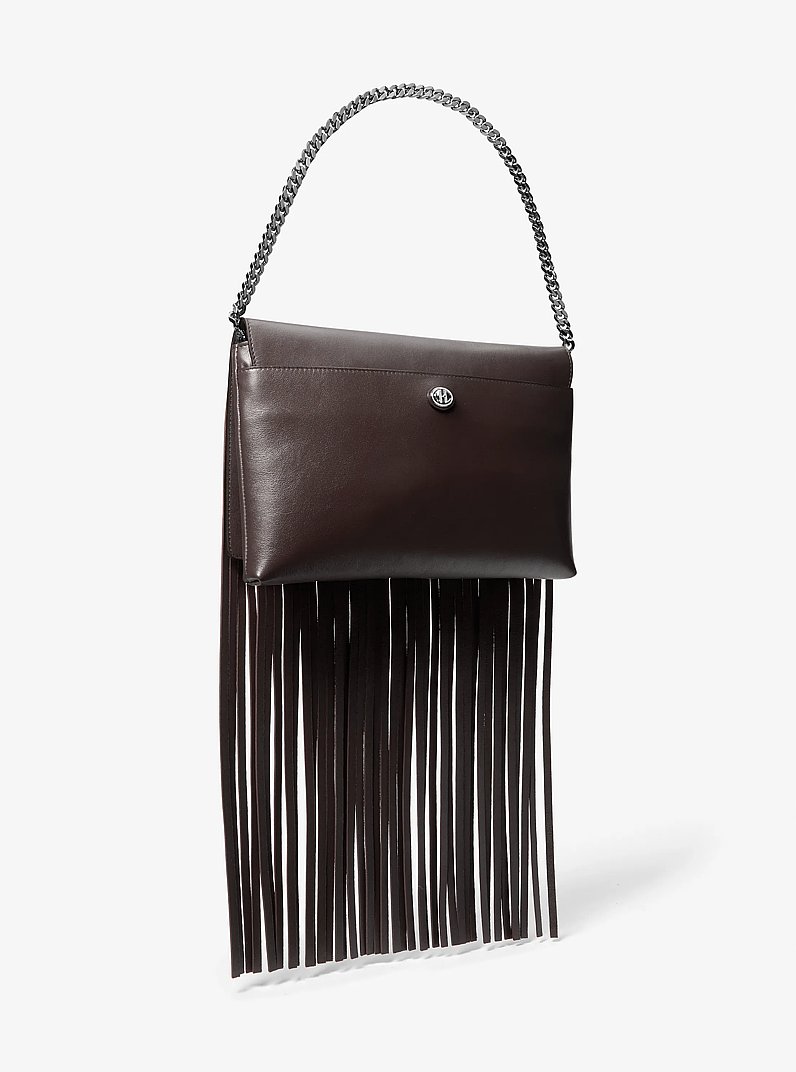 Ali Fringed Leather Clutch in CHOCOLATE | Michael Kors