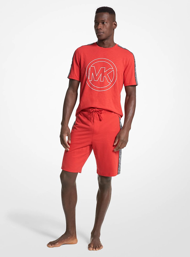 Logo Tape Cotton Blend Shorts in SUMMER RED | Michael Kors