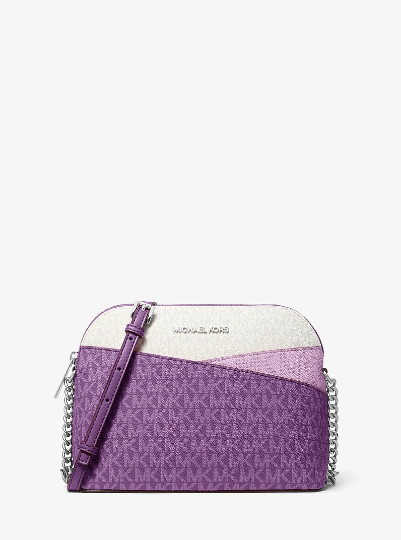 Jet Set Travel Color-Block Signature Logo Crossbody Bag in DARK