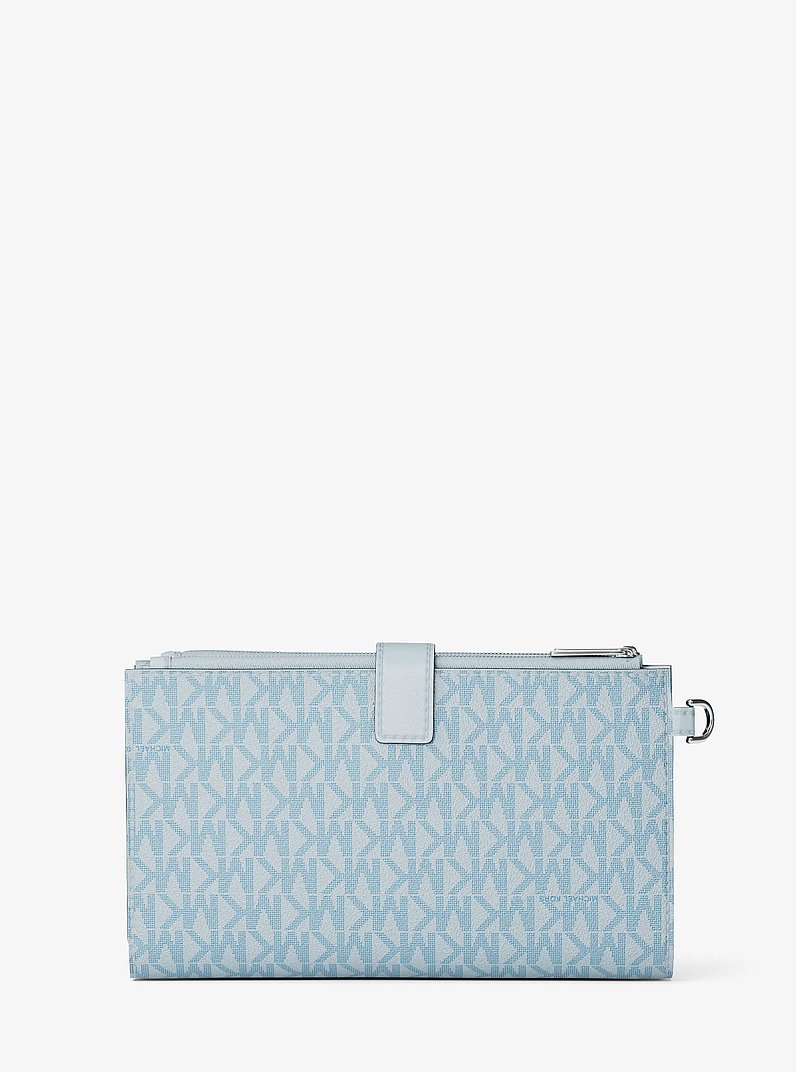 Jet Set Travel Large Signature Logo Wristlet in PALE OCEAN | Michael Kors