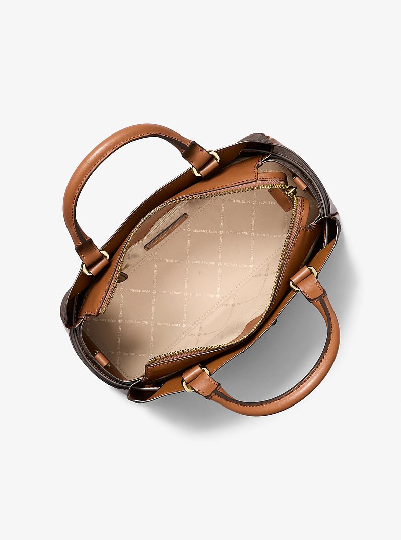 Reed Large Signature Logo Satchel in BROWN | Michael Kors