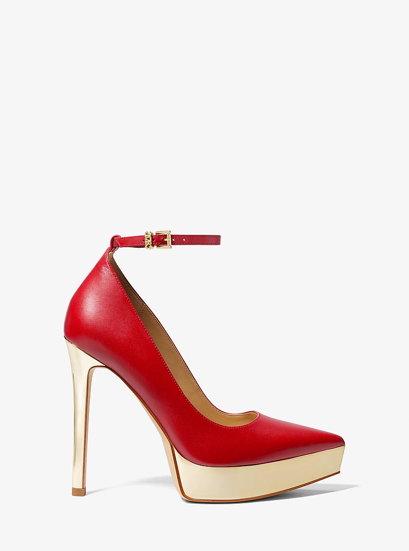 Xenia Leather Platform Pump in CRIMSON | Michael Kors