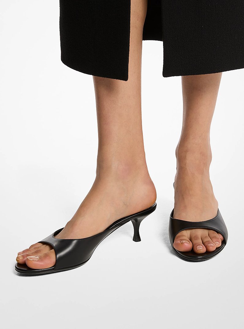 Arianna Leather Mule in BLACK | Michael Kors