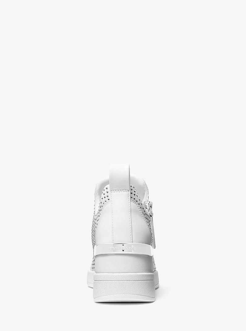 Willis Crystal Embellished Stretch Knit Trainer in OPTIC WHITE | Michael Kors