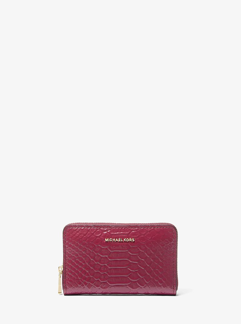 Cartera Jet Set peque&ntilde;a de piel con motivo de serpiente en relieve in MORA | Michael Kors