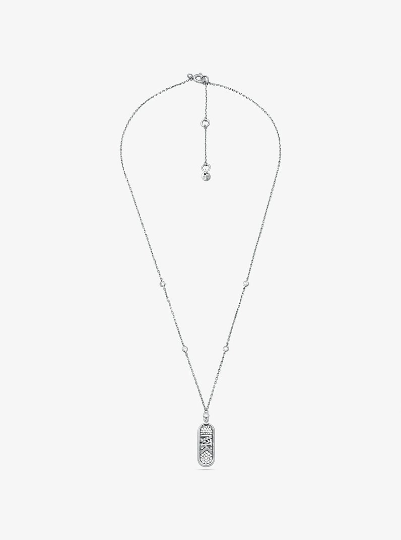 Collana in argento sterling placcato in metallo prezioso con pav&eacute; e logo Empire in ARGENTO | Michael Kors