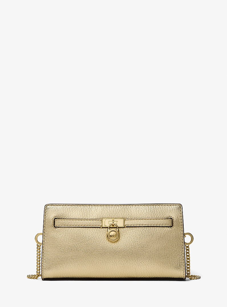 Hamilton Moderne Extra-Small Metallic Leather Convertible Crossbody Bag in PALE GOLD | Michael Kors