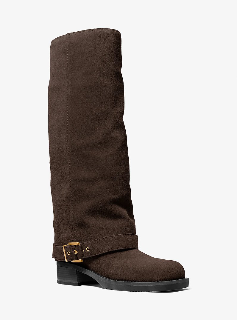 Colby Leather and Signature Logo Boot in CHOCOLATE | Michael Kors