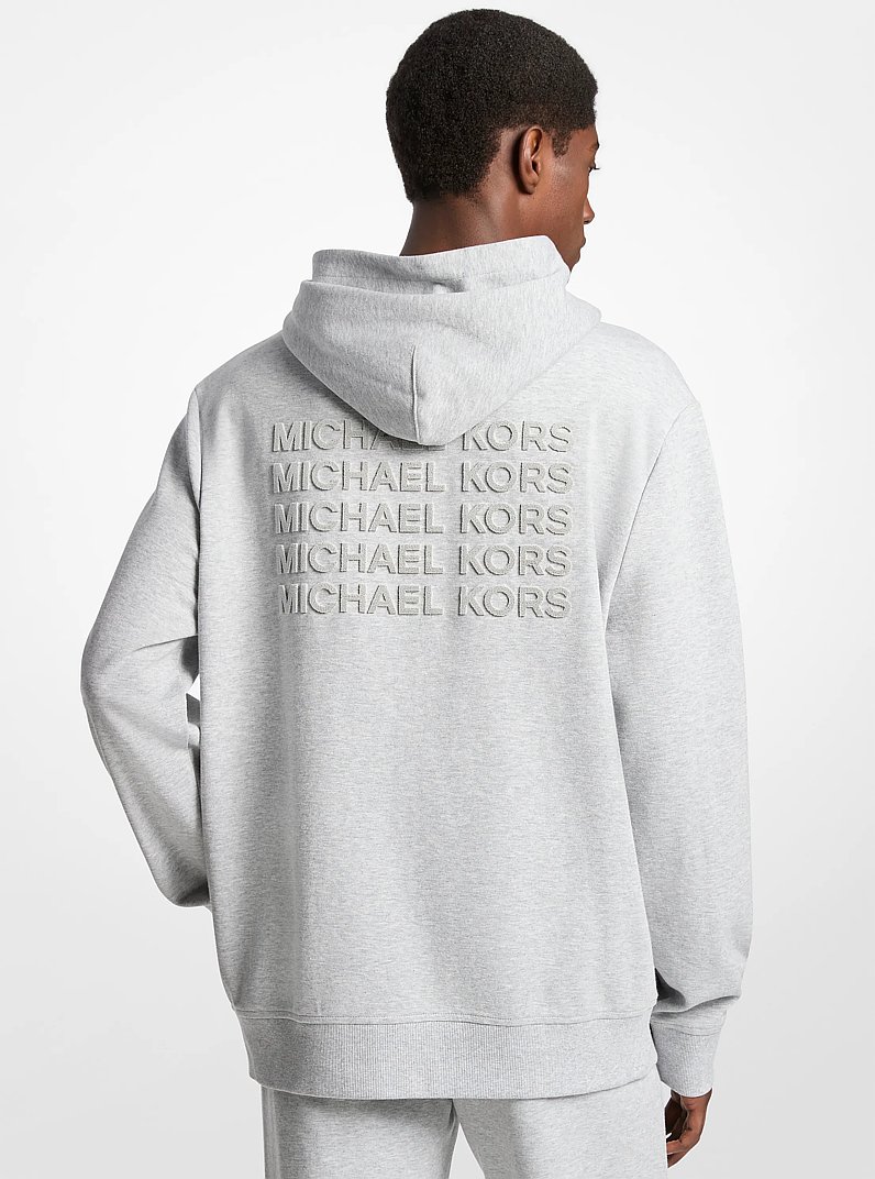 Embossed Logo Cotton Blend Hoodie in HEATHER GREY | Michael Kors