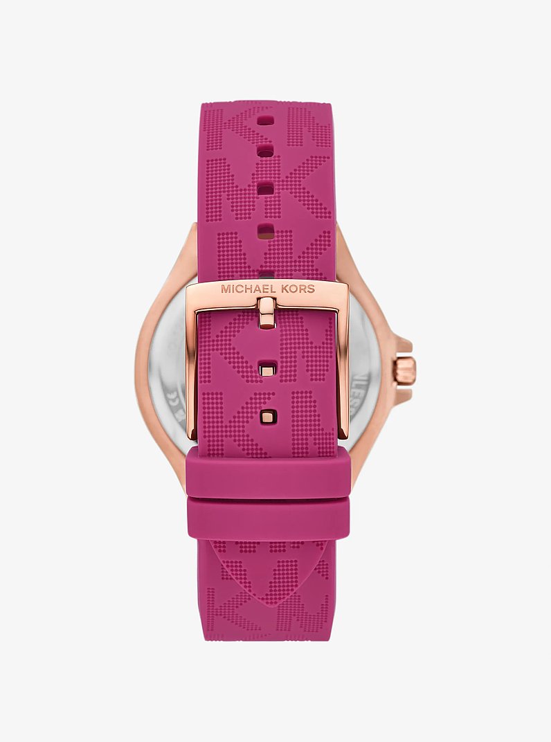 Lennox Pav&eacute; Rose Gold-Tone and Logo Silicone Strap Watch in ROSE GOLD | Michael Kors