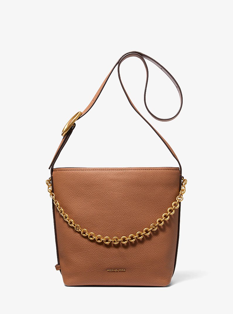Nolita Small Pebbled Leather Bucket Tote Bag in LUGGAGE | Michael Kors