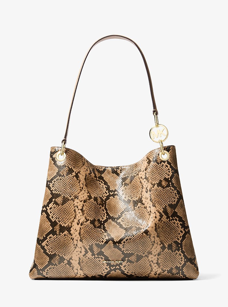 Grand sac &agrave; &eacute;paule Christina gaufr&eacute; &agrave; motif de serpent in POIL DE CHAMEAU | Michael Kors