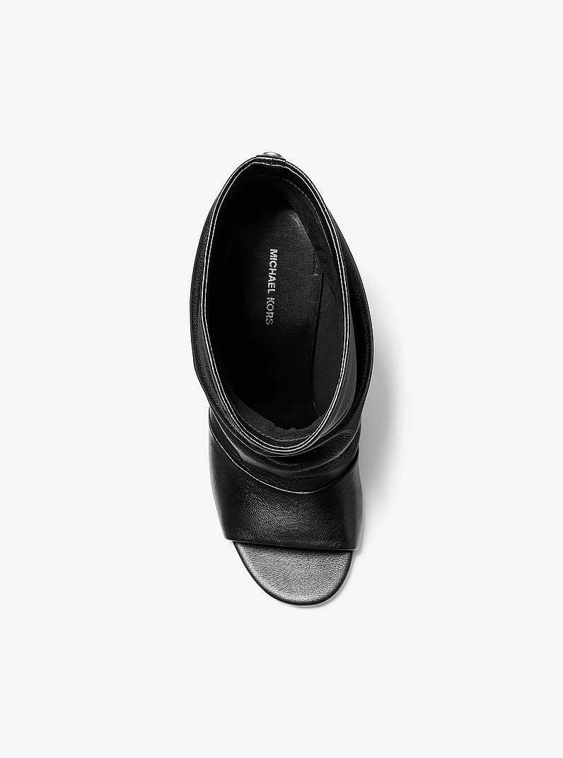 Raelynn Leather Open-Toe Ankle Boot in BLACK | Michael Kors