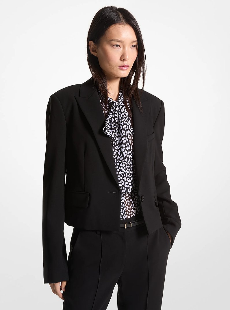 Crepe Cropped Blazer in BLACK | Michael Kors