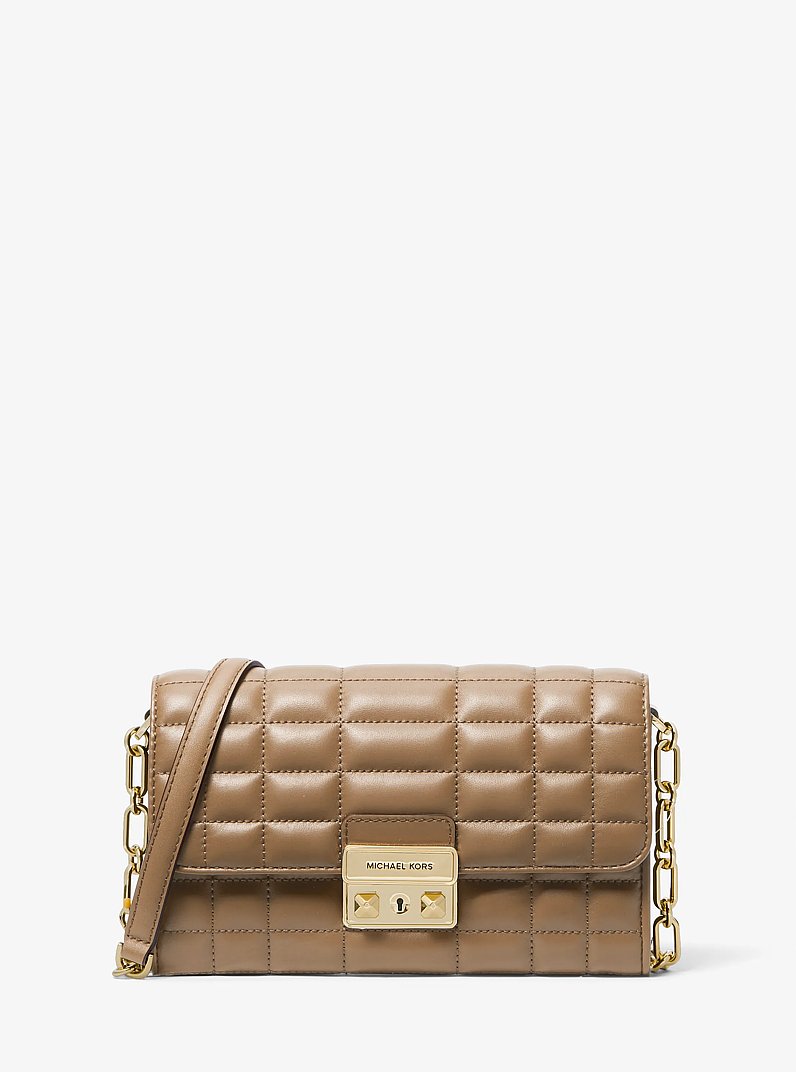 Tribeca Leather Convertible Crossbody Bag in HUSK | Michael Kors