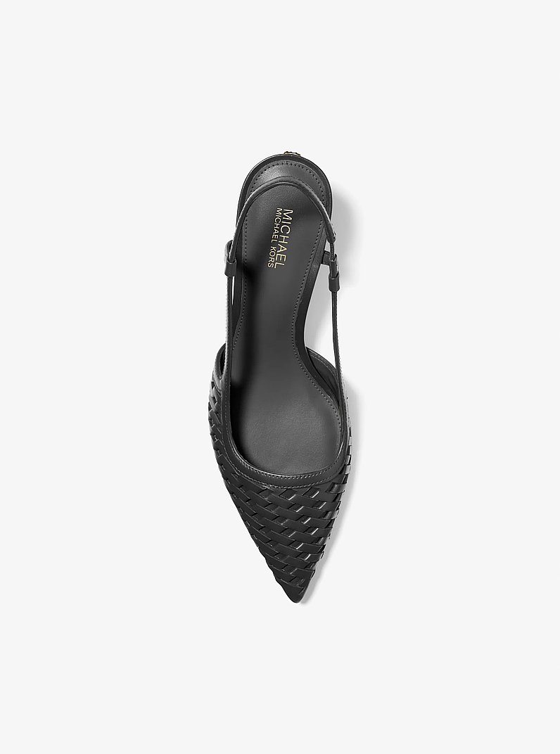 D&eacute;collet&eacute; Alora slingback in pelle intrecciata a mano in NERO | Michael Kors