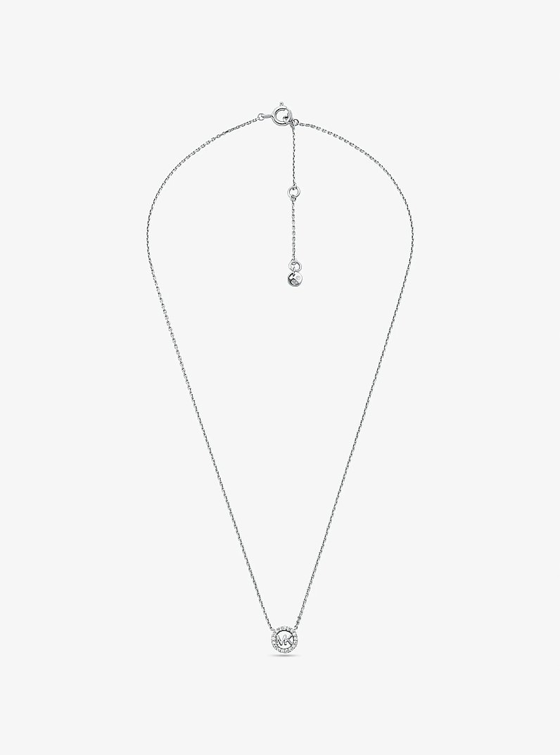 Collana con ciondolo Fulton in argento sterling placcato in metallo prezioso con logo e pav&eacute; in ARGENTO | Michael Kors