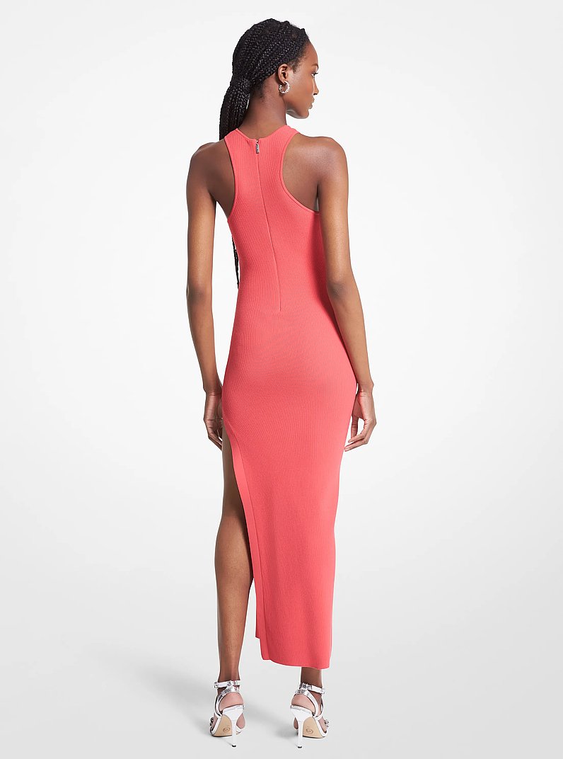 Ribbed Stretch Knit Tank Dress in GERANIUM | Michael Kors