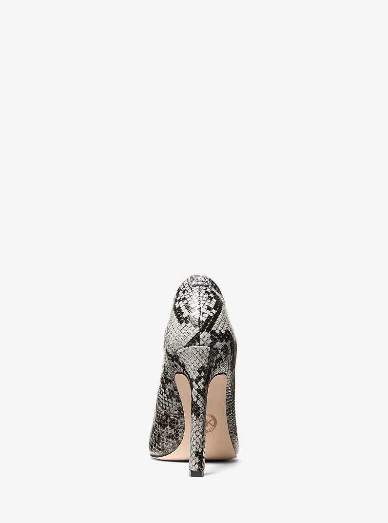 Amara Snake Embossed Leather Pump in QUARRY GREY | Michael Kors