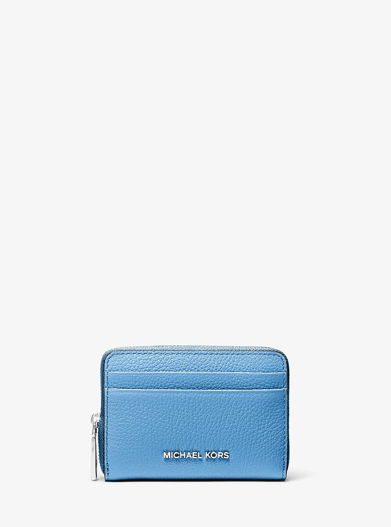 Jet Set Small Pebbled Leather Zip-Around Card Case in STH PACIFIC | Michael Kors