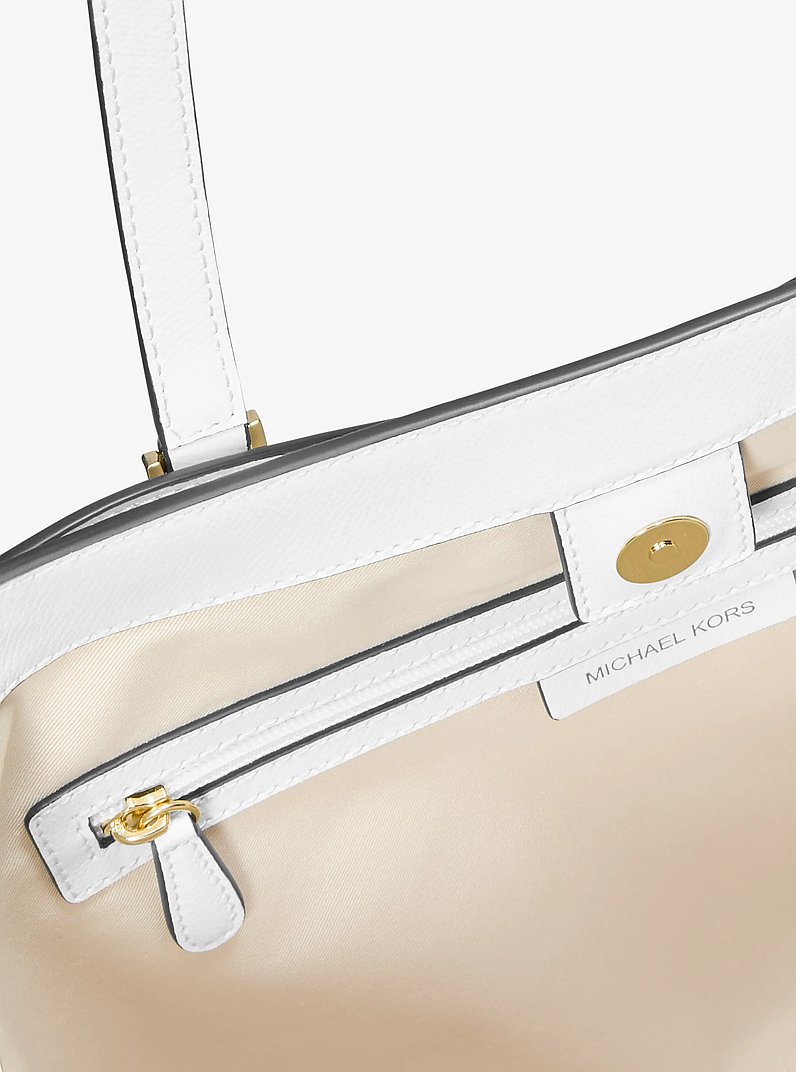 Taryn Large Leather Tote Bag in OPTIC WHITE | Michael Kors