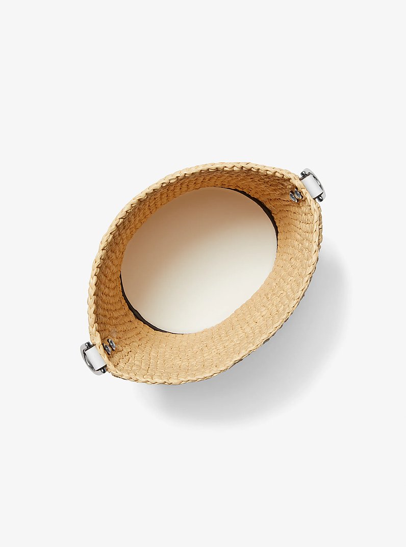 Townsend Small Straw Messenger Bag in NAT/OPTICWHT | Michael Kors