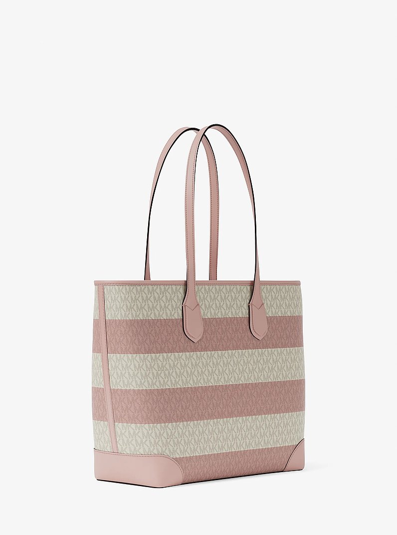 Eva Large Striped Signature Logo Tote Bag in POWDER BLUSH | Michael Kors