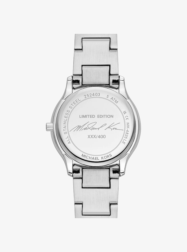 Limited-Edition Mini Sage Pav&eacute; Silver-Tone Watch in SILVER | Michael Kors