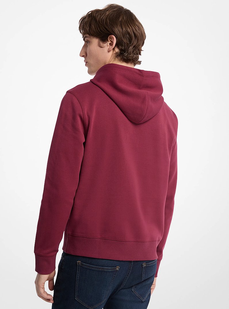 Embossed Logo Cotton Blend Hoodie in DEEP MULBERRY | Michael Kors
