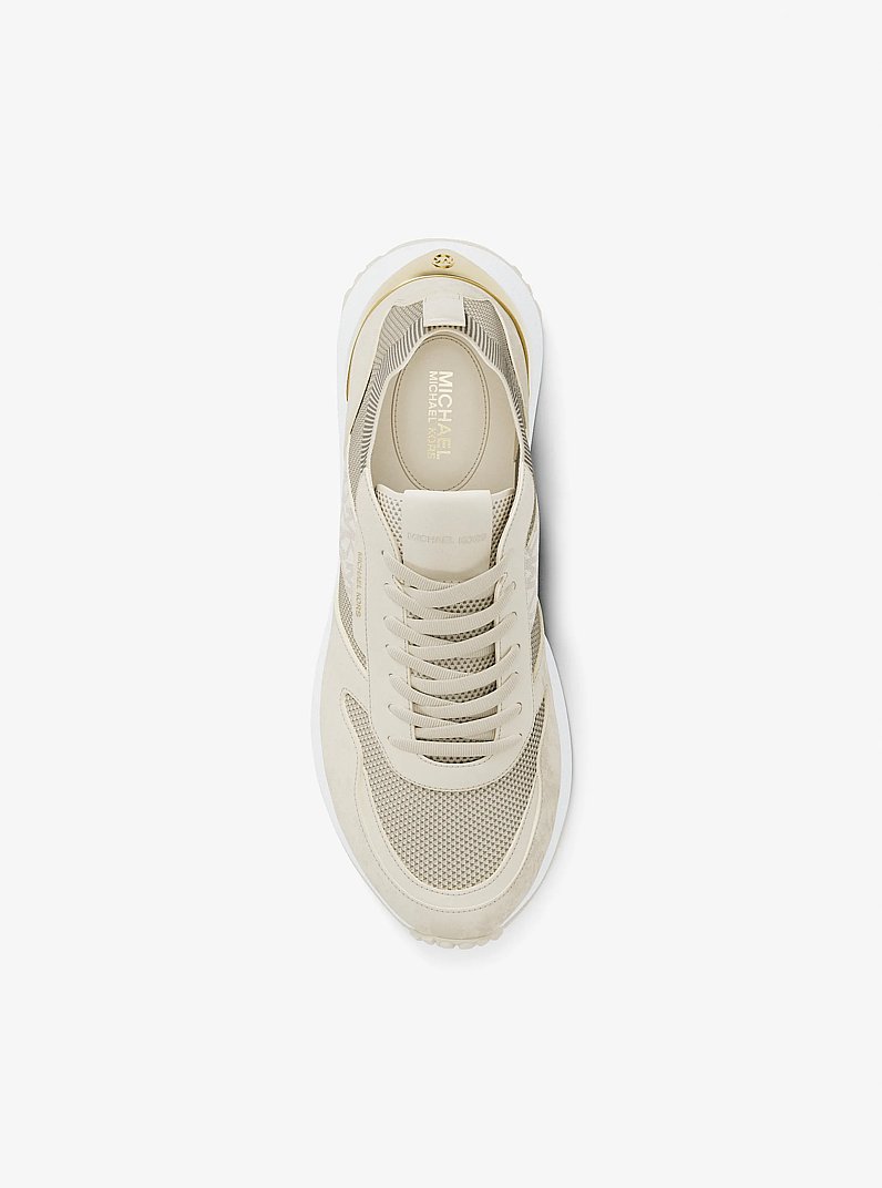 Jesse Mixed-Media Trainer in CREAM | Michael Kors