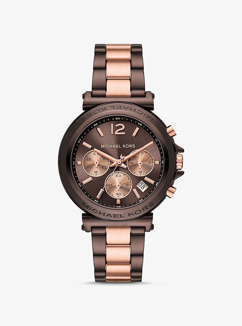 Oversized Maren Two-Tone Watch in CHOCOLATE | Michael Kors