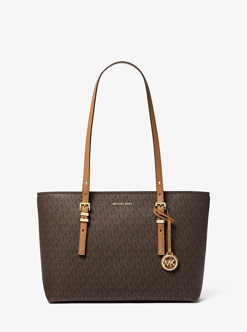 Borsa tote Quinn media in pelle e stampa logo in BRONZO/GHIANDA | Michael Kors