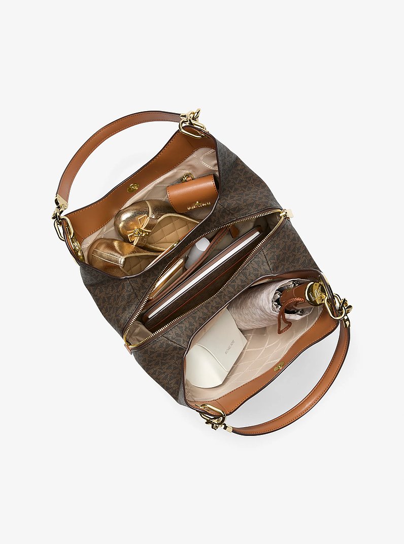 Bolso de hombro Lillie grande con logotipo in MARR&Oacute;N/BELLOTA | Michael Kors