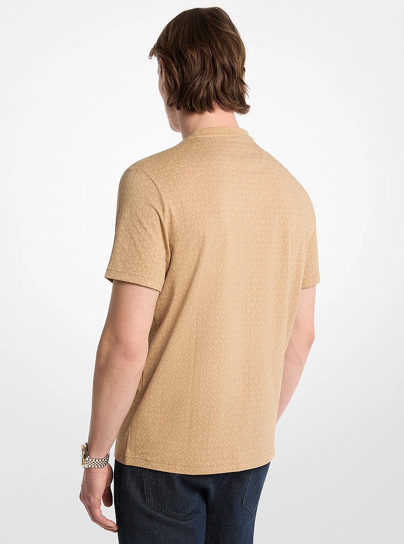 T-Shirt aus Baumwoll-Jersey mit Signature-Logomuster in KHAKI | Michael Kors
