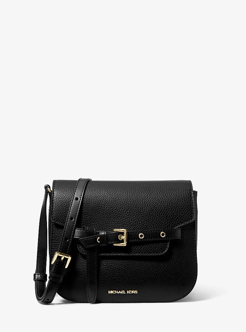 Emilia Small Pebbled Leather Saddle Crossbody Bag